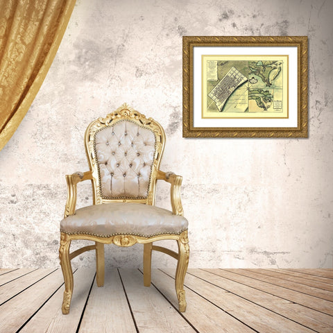 New Orleans Louisiana - Jefferys 1720 Gold Ornate Wood Framed Art Print with Double Matting by Jefferys
