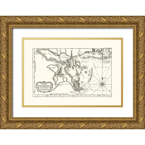 Louisiana Mississippi Alabama - 1760 Gold Ornate Wood Framed Art Print with Double Matting by Unknown