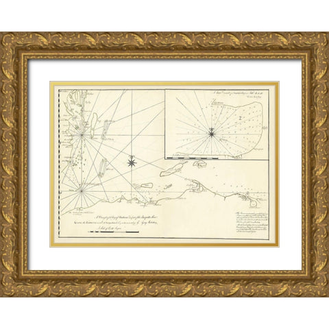 Bay of Honduras with Mosquito Shore - 1760 Gold Ornate Wood Framed Art Print with Double Matting by Unknown