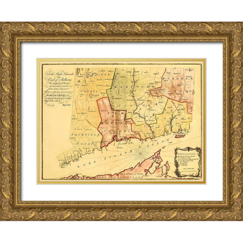Colony of Connecticut - Park 1766 Gold Ornate Wood Framed Art Print with Double Matting by Park