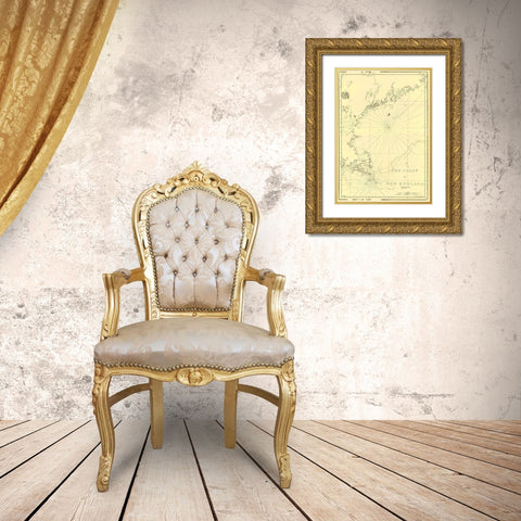 Coast of New England - Des Barres 1776 Gold Ornate Wood Framed Art Print with Double Matting by Des Barres