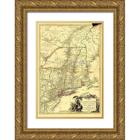 Theatre War English Americans Gold Ornate Wood Framed Art Print with Double Matting by Brion de la Tour