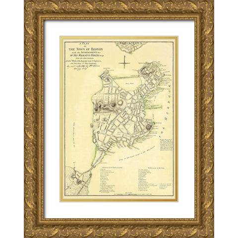 Boston Intrenchments His Majestys Forces Gold Ornate Wood Framed Art Print with Double Matting by Page