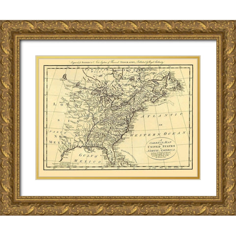 United States of North America - Bowen 1784 Gold Ornate Wood Framed Art Print with Double Matting by Bowen