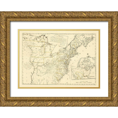 United States Treaty of Peace Sept 3rd 1783 Gold Ornate Wood Framed Art Print with Double Matting by McMurray