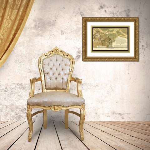 Savannah Georgia Siege - Ozanne 1779 Gold Ornate Wood Framed Art Print with Double Matting by Ozanne