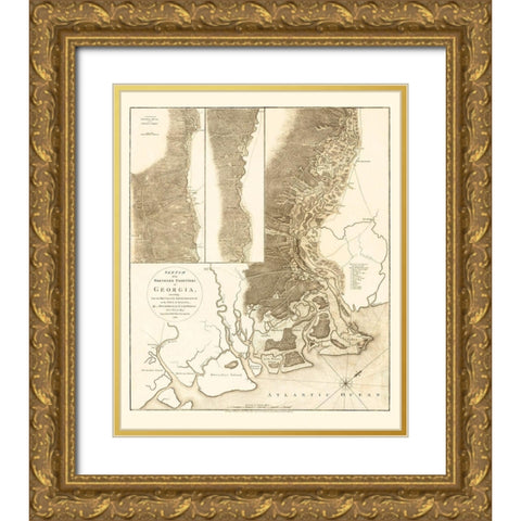 Northern Frontiers of Georgia - Campbell 1780 Gold Ornate Wood Framed Art Print with Double Matting by Campbell