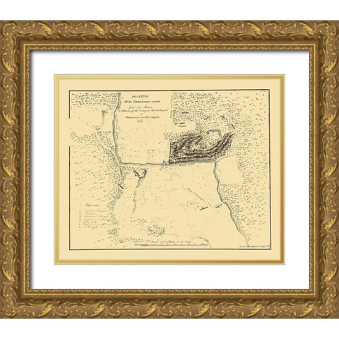 Baum Position Walmscock Bennington - Durnford 1777 Gold Ornate Wood Framed Art Print with Double Matting by Durnford