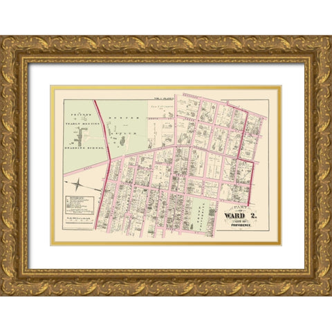 Providence, Ward 2 Rhode Island Landowner Gold Ornate Wood Framed Art Print with Double Matting by Hopkins