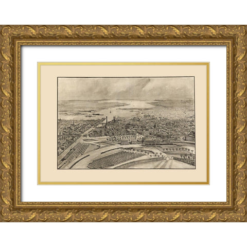 Providence Rhode Island - Mason 1896 Gold Ornate Wood Framed Art Print with Double Matting by Mason