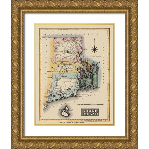 Rhode Island - Lucas 1823 Gold Ornate Wood Framed Art Print with Double Matting by Lucas