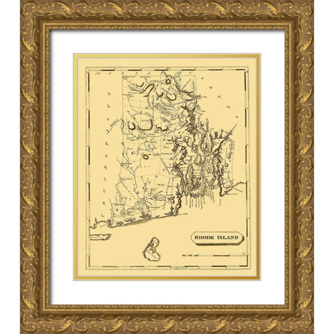 Rhode Island - Arrowsmith 1808 Gold Ornate Wood Framed Art Print with Double Matting by Arrowsmith