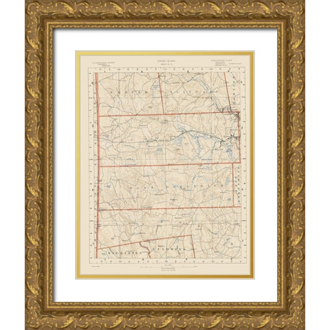Rhode Island 5 of 10 Sheet - USGS 1891 Gold Ornate Wood Framed Art Print with Double Matting by USGS