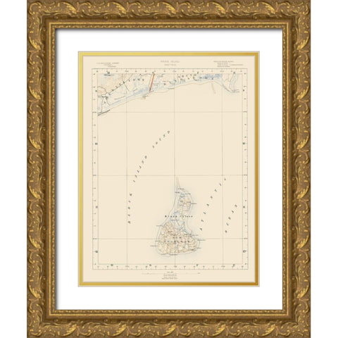 Rhode Island 10 of 10 Sheet - USGS 1891 Gold Ornate Wood Framed Art Print with Double Matting by USGS
