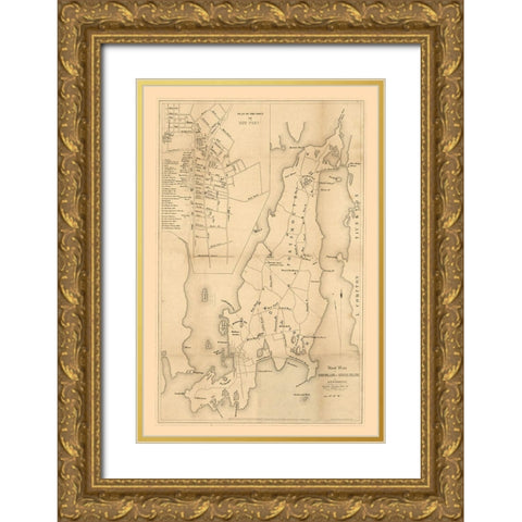 Rhode Island - Hammett 1849 Gold Ornate Wood Framed Art Print with Double Matting by Hammett