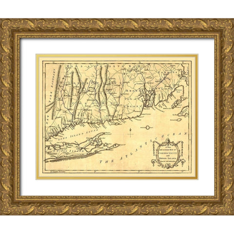 Rhode Island -1780 Gold Ornate Wood Framed Art Print with Double Matting by Unknown