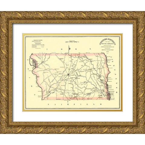 Chester South Carolina Landowner - Mills 1825 Gold Ornate Wood Framed Art Print with Double Matting by Mills