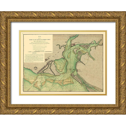 Charleston South Carolina - Sartine 1778 Gold Ornate Wood Framed Art Print with Double Matting by Sartine
