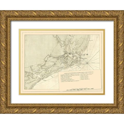 Charles Town South Carolina -Sproule 1780 Gold Ornate Wood Framed Art Print with Double Matting by Sproule
