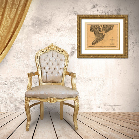 Charleston Defenses - US Army 1860 Gold Ornate Wood Framed Art Print with Double Matting by US Army