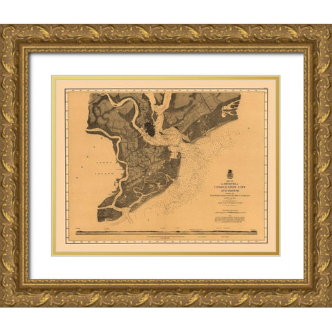 Charleston Defenses - US Army 1860 Gold Ornate Wood Framed Art Print with Double Matting by US Army