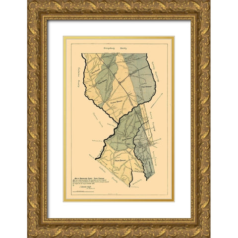 Dorchester County South Carolina - Knight 1900 Gold Ornate Wood Framed Art Print with Double Matting by Knight