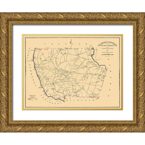 Fairfield South Carolina Landowner - Mills 1825 Gold Ornate Wood Framed Art Print with Double Matting by Mills