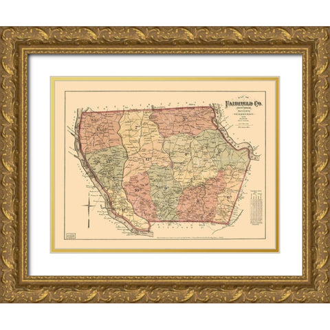 Fairfield County South Carolina - Elkin 1876 Gold Ornate Wood Framed Art Print with Double Matting by Elkin