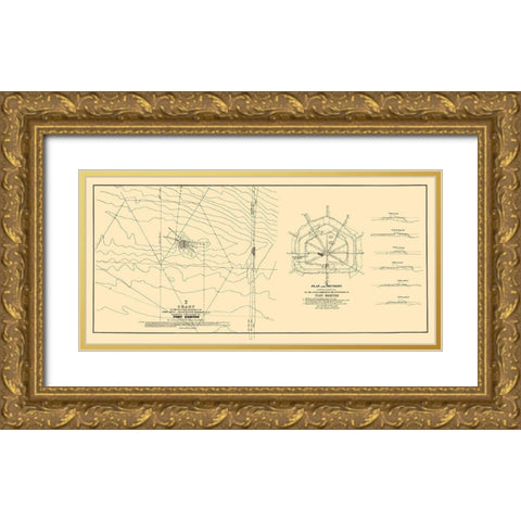 Fort Sumter, Charleston Harbor - Bowen 1835 Gold Ornate Wood Framed Art Print with Double Matting by Bowen