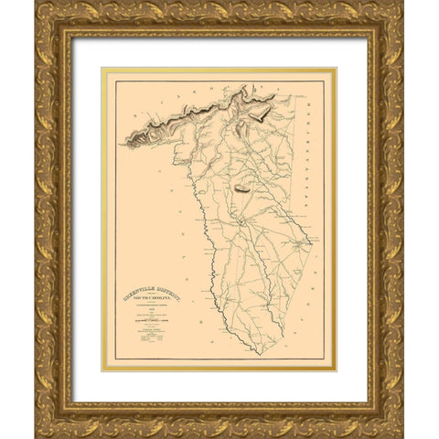 Greenville County South Carolina - Salmon 1825 Gold Ornate Wood Framed Art Print with Double Matting by Salmon