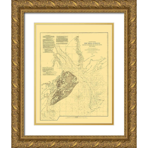 Hilton Head Island South Carolina Ship Channel Gold Ornate Wood Framed Art Print with Double Matting by Bache