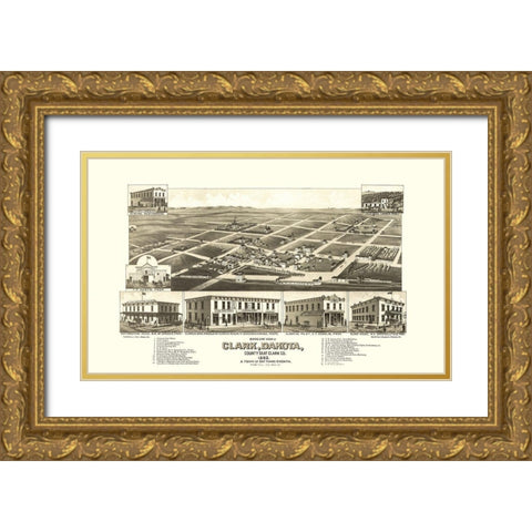 Clark South Dakota - Stoner 1883 Gold Ornate Wood Framed Art Print with Double Matting by Stoner