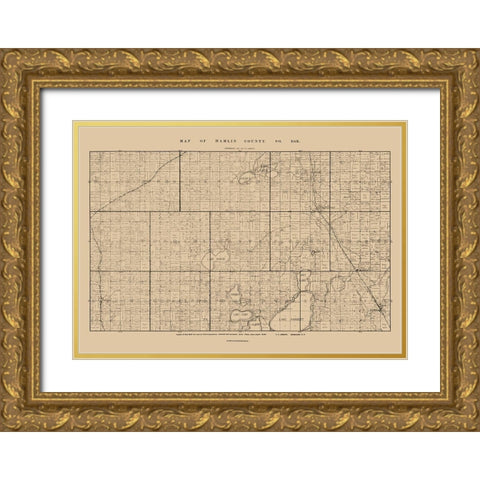 Hamlin County South Dakota - Abbott 1897 Gold Ornate Wood Framed Art Print with Double Matting by Abbott