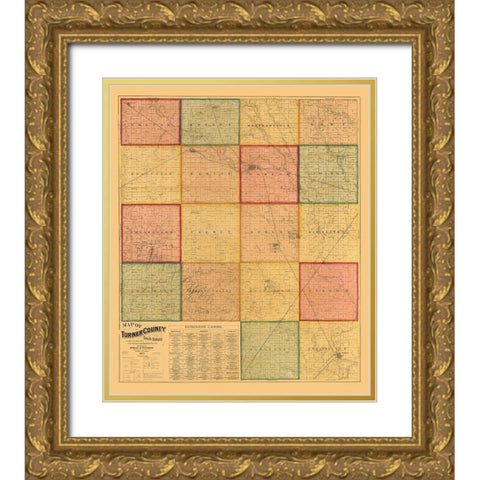 Turner County South Dakota - Rowley 1893 Gold Ornate Wood Framed Art Print with Double Matting by Rowley