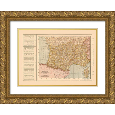 Southern France - Reynold 1921 Gold Ornate Wood Framed Art Print with Double Matting by Reynold