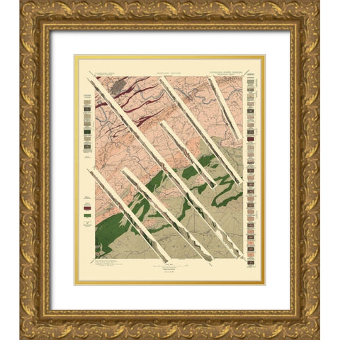 Knoxville Tennessee North Carolina Sheet Gold Ornate Wood Framed Art Print with Double Matting by USGS