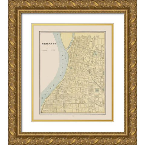 Memphis Tennessee - Cram 1892 Gold Ornate Wood Framed Art Print with Double Matting by Cram