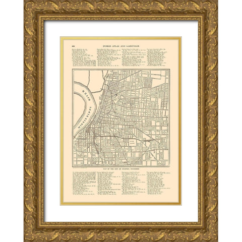 Memphis Tennessee - Reynold 1921 Gold Ornate Wood Framed Art Print with Double Matting by Reynold