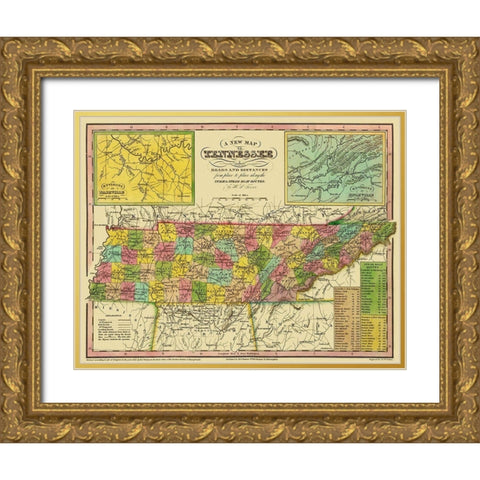 Tennessee - Tanner 1833 Gold Ornate Wood Framed Art Print with Double Matting by Tanner