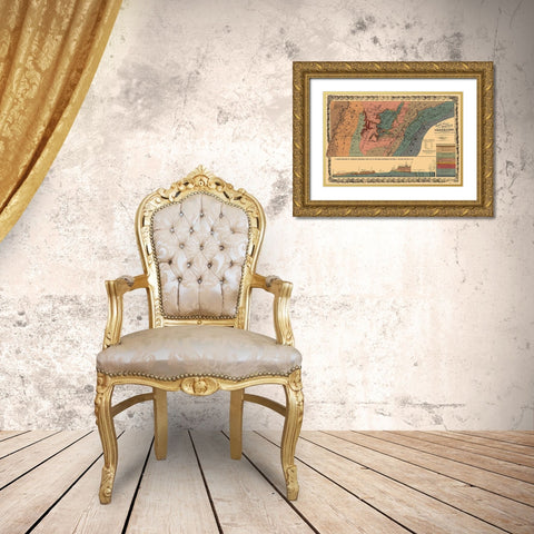 Tennessee Outline Geographical - Mendenhall 1866 Gold Ornate Wood Framed Art Print with Double Matting by Mendenhall