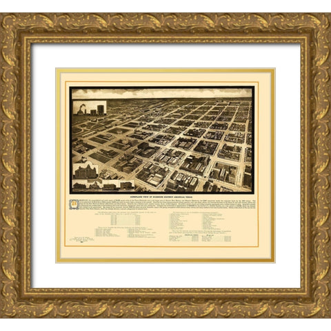 Amarillo Texas - Sturdivant 1912 Gold Ornate Wood Framed Art Print with Double Matting by Sturdivant