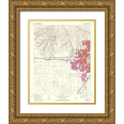 West Amarillo Texas Quad - USGS 1960 Gold Ornate Wood Framed Art Print with Double Matting by USGS