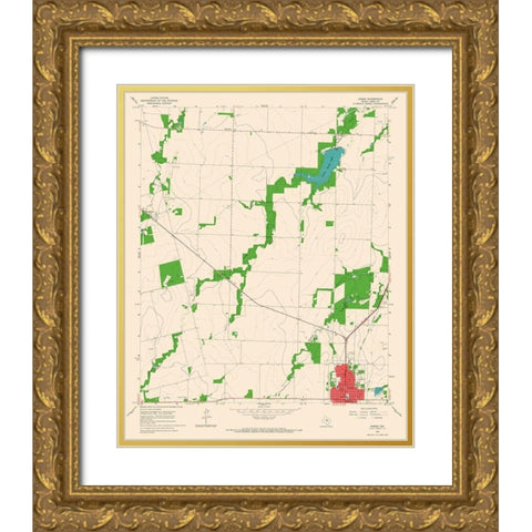 Anson Texas Quad - USGS 1965 Gold Ornate Wood Framed Art Print with Double Matting by USGS