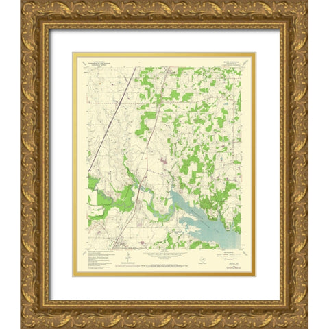 Argyle Texas Quad - USGS 1960 Gold Ornate Wood Framed Art Print with Double Matting by USGS