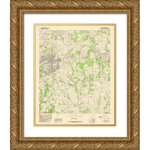 Athens Texas Quad - USGS 1984 Gold Ornate Wood Framed Art Print with Double Matting by USGS
