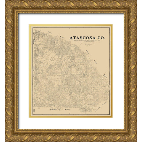 Atascosa County Texas - Rosenberg 1894 Gold Ornate Wood Framed Art Print with Double Matting by Rosenberg