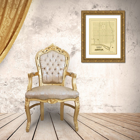 Austin Texas - Pilie 1839 Gold Ornate Wood Framed Art Print with Double Matting by Pilie