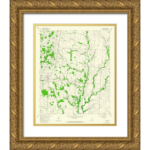 Aubrey Texas Quad - USGS 1960 Gold Ornate Wood Framed Art Print with Double Matting by USGS