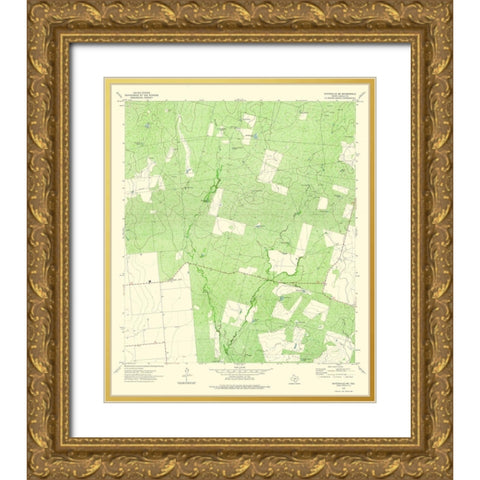 South West Batesville Texas Quad - USGS 1972 Gold Ornate Wood Framed Art Print with Double Matting by USGS