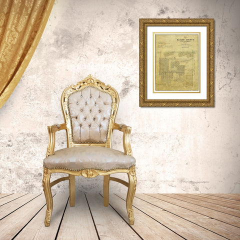 Baylor County Texas - Walsh 1859 Gold Ornate Wood Framed Art Print with Double Matting by Rosenberg